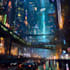do a cyberpunk futuristic city art