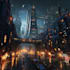 make a cyberpunk futuristic city art