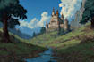draw a natural landscape and background illustration