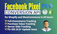 setup fix facebook pixel and conversion API tracking for shopify and wordpress