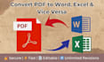 convert PDF to word, excel, and word, excel to PDF