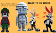 convert 2d to 3d custom full body character model from picture for 3d printing