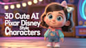 design 3d cute ai pixar disney style characters
