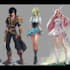 illustrate full body anime characters with expressions
