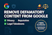 remove mugshots articles bad news cases delete negative links in google search