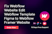 fix webflow website edit webflow template figma to webflow framer website design
