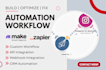 setup or fix zapier make com ai automation with webhook api crm data integration