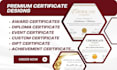 design custom certificate, award certificate design  gift certificate diploma