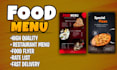 make unique food menu, restaurant flyer and rate list