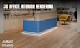 create a realistic 3d office interior design and rendering