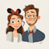 do cartoon disney couple portrait