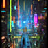 create a cyberpunk futuristic city illustration