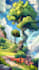 create stunning fantasy landscape, background illustration
