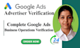 complete google ads business operations verification bov