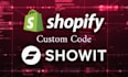 add custom code to your shopify or showit site