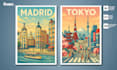make a vintage travel poster design with professional quality