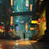 make a cyberpunk futuristic city art