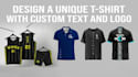 design a unique  t shirt with custom text and logo