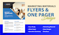 create one page case study, flyer, brochure, marketing materials