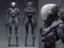 make cyberpunk sci fi robot, mecha character concept art