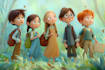 create cartoon kids book illustrations