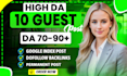 do high da guest post,  publish article on premium sites, guest post services