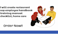 create restaurant sop employee handbook training manual checklist, home care