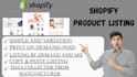 do shopify product listing and data entry