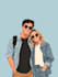 draw couple portrait for wedding illustration