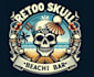 make retro skull beach tiki bar logo