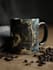 create a coffee mug design with images or typography