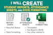 design excel report cards, attendance sheets, and student data