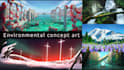 make a background illustration and environmental concept art