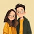 draw a cute cartoon couple portrait