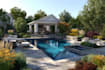 do modern landscape rendering, backyard, pool patio, garden,