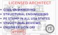 licensed architect, structural engineer, pe stamp in michigan, louisiana, tx, ks