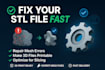 fix your stl file and make it 3d print ready fast