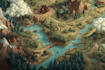 fantasy map illustration vector event map design tourist map