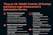 enhance threejs UX, optimize webgl controls, UI overlays and camera logic