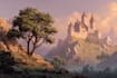 illustrate beautiful flat landscape illustration art