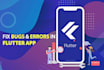 fix flutter bugs, flutter app bug fix, mobile app development