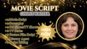 write movie script, actionscript, screenplay, feature film script, series script