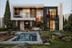improve 3d modern villa facade,house elevation design,8k render,garden landscape