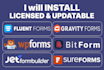 install fluent forms, wpforms, gravity forms, sure forms , bit form updatable