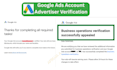 do  ads advertiser verification business operation verification for google ads
