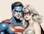 make watercolor super hero couple portrait