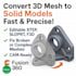 convert complex stl obj fbx to step sld f3d using fusion 360