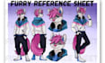 draw furry character reference sheet, furry anthro nsfw oc ref sheet for fursuit