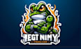 a bold angry frog mascot logo that commands attention