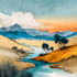 paint landscape and architechtural structure with watercolor